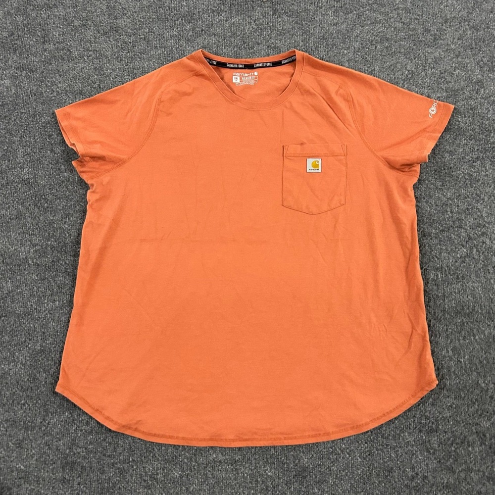 Carhartt T-Shirt Womens XXL Orange Force Relaxed Fit Short Sleeve Pocket TK4616W